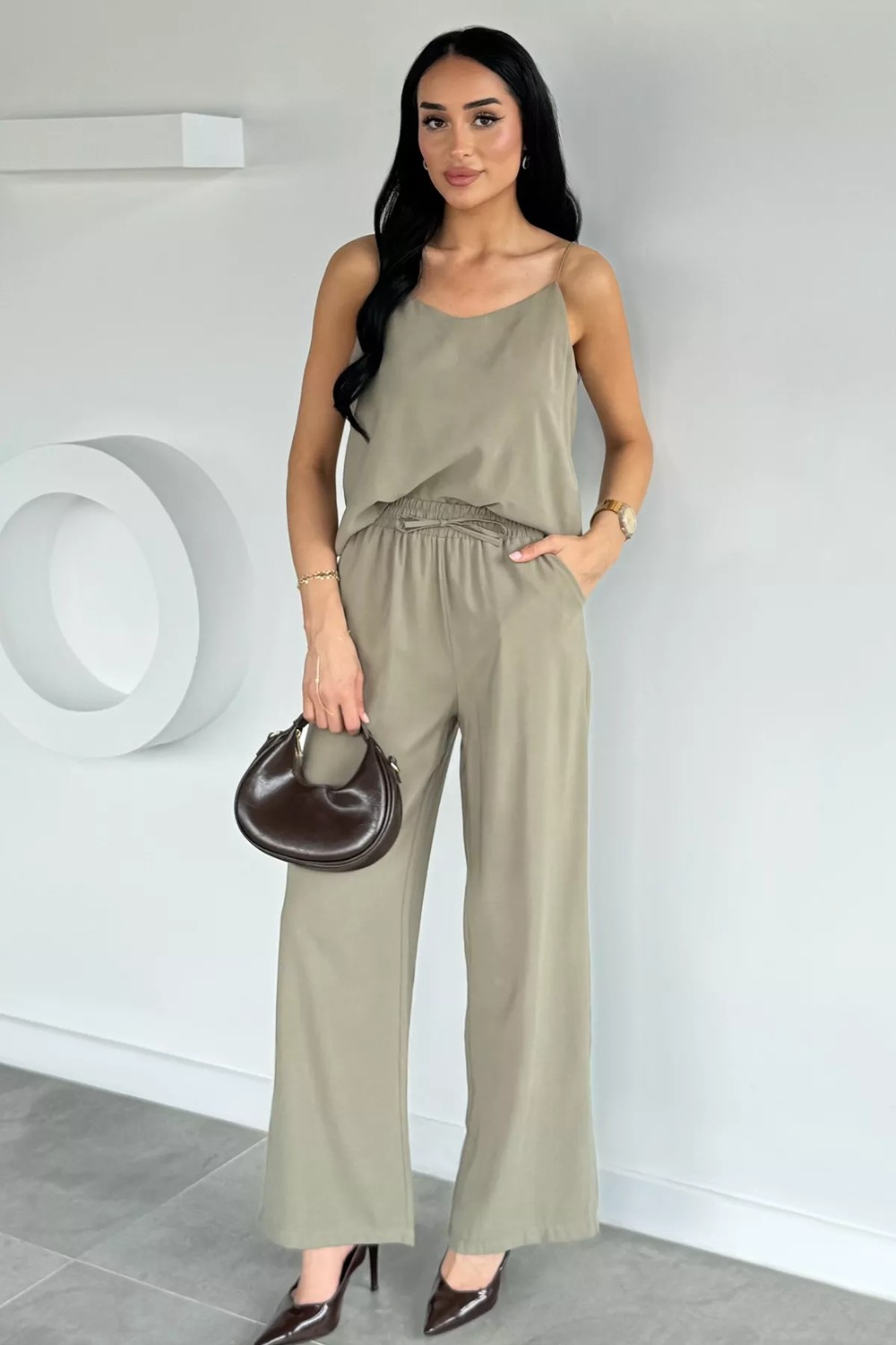Gülseli Ip Askılı Bluz Pantolon Ikili Takım P-00021829