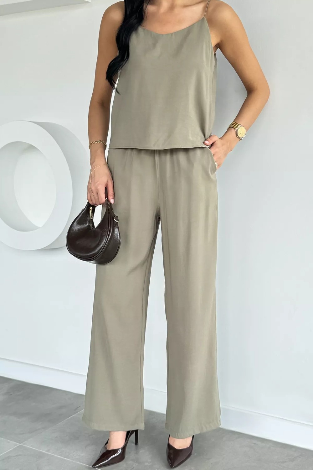 Gülseli Ip Askılı Bluz Pantolon Ikili Takım P-00021829 görsel 3