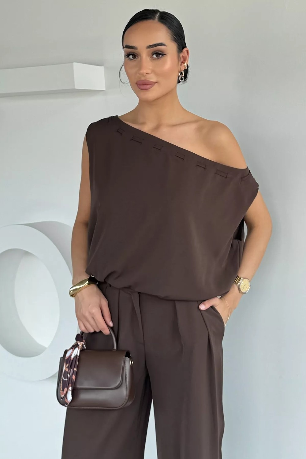 Gülseli Kadın Bel Lastikli Pantolon Bluz Ikili Takım P-00022163 görsel 6