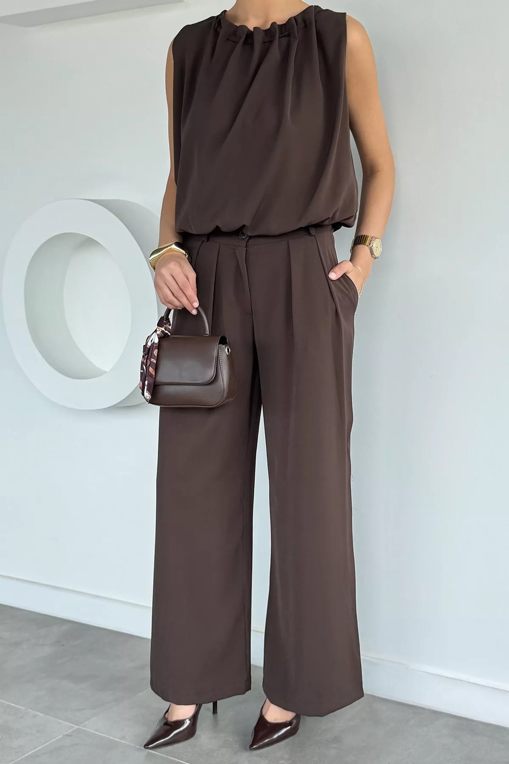 Gülseli Kadın Bel Lastikli Pantolon Bluz Ikili Takım P-00022163 görsel 7
