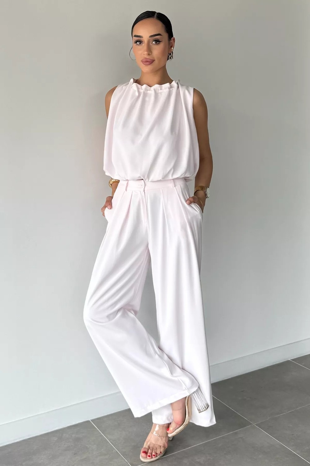 Gülseli Kadın Bel Lastikli Pantolon Bluz Ikili Takım P-00022163 görsel 2