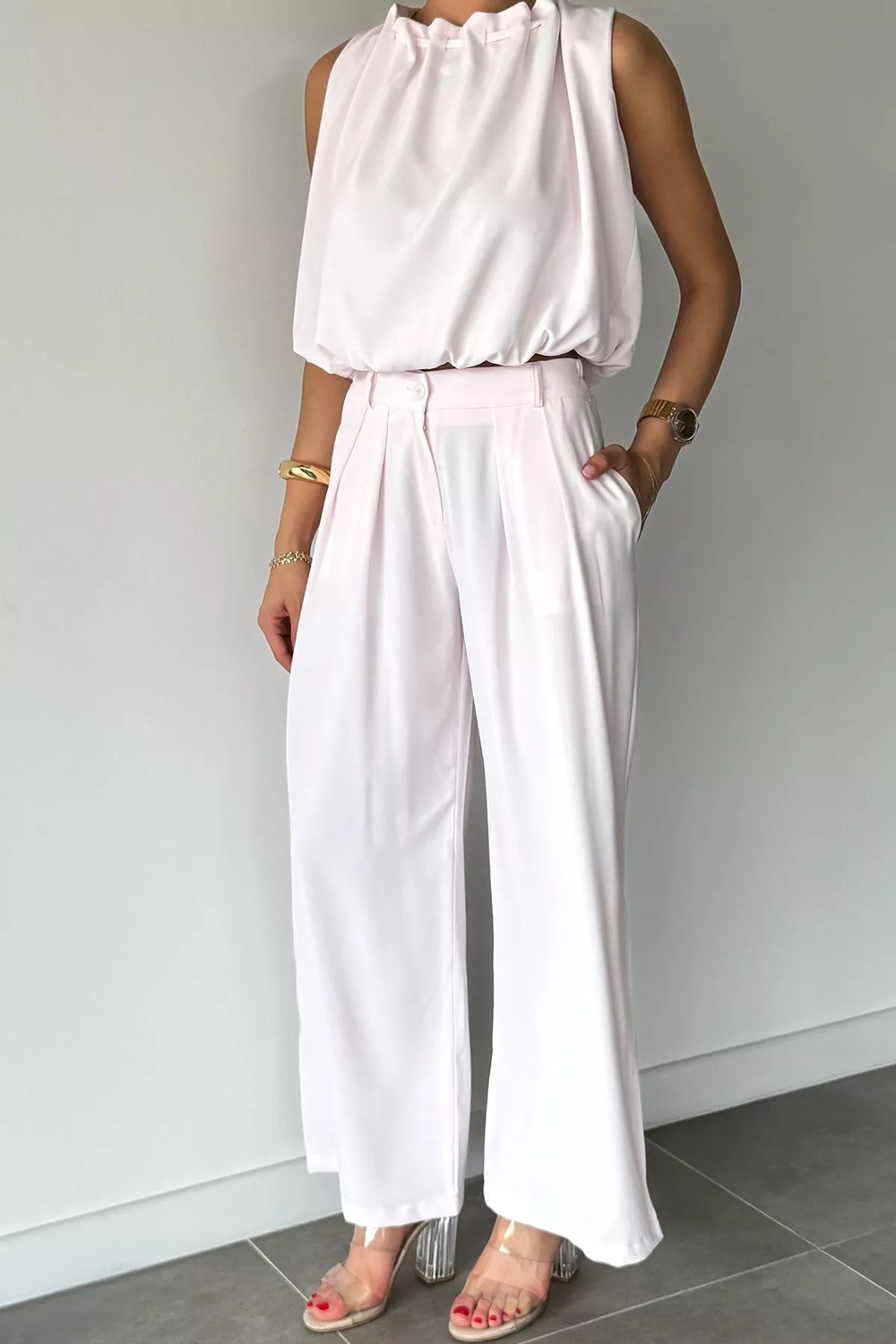 Gülseli Kadın Bel Lastikli Pantolon Bluz Ikili Takım P-00022163 görsel 3