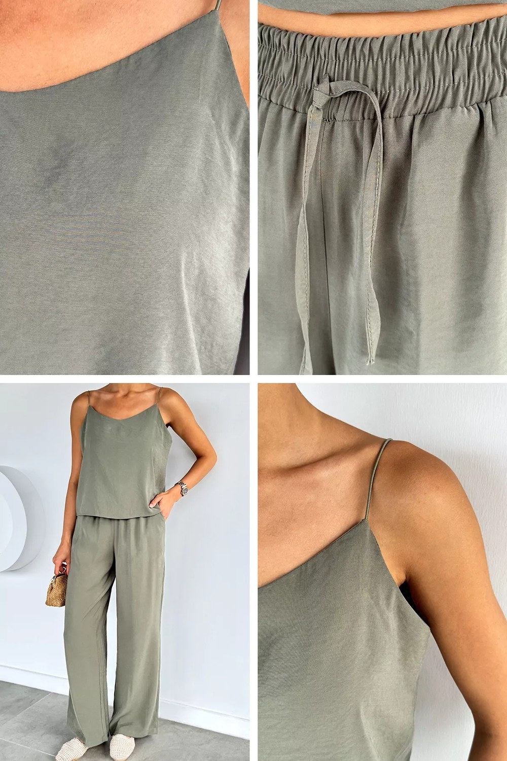 Gülseli Ip Askılı Bluz Pantolon Ikili Takım P-00021829 görsel 7