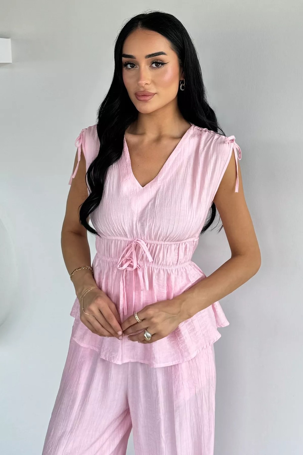 Gülseli Kadın Bel Lastikli Pantolon V Yaka Bluz Ikili Takım P-00022129 görsel 6