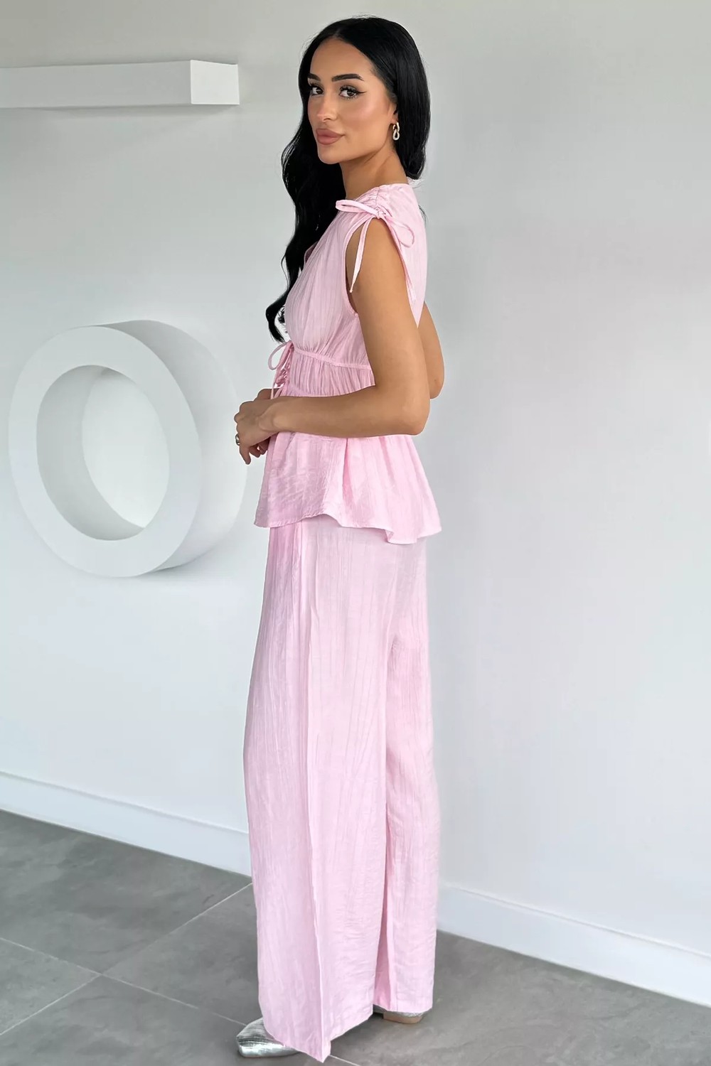 Gülseli Kadın Bel Lastikli Pantolon V Yaka Bluz Ikili Takım P-00022129 görsel 8