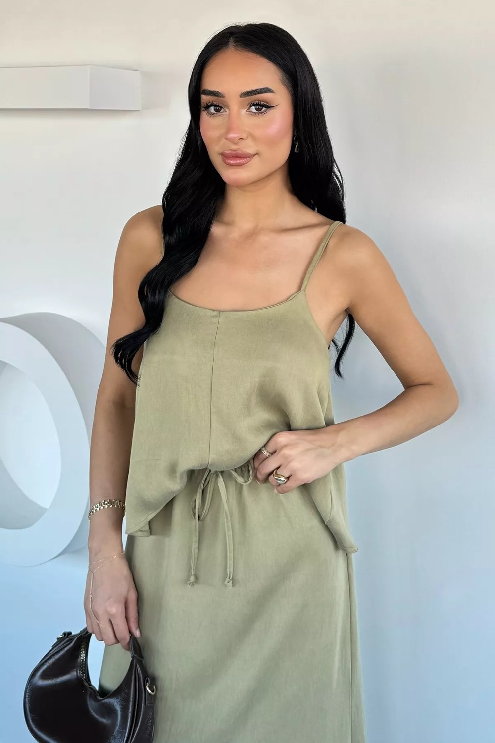 Gülseli Perry Kadın Ayarlanabilir Askılı Bluz Bel Lastikli Etek Ikili Takım P-00022172 görsel 2