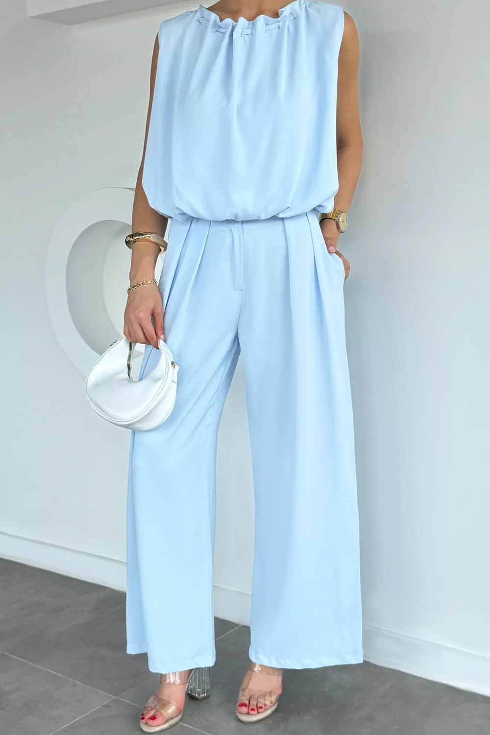 Gülseli Kadın Bel Lastikli Pantolon Bluz Ikili Takım P-00022163