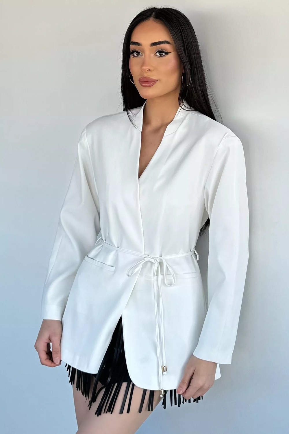 Gülseli Perry Kadın Astarlı Bel Bağcıklı Ceket P-00020687 görsel 2
