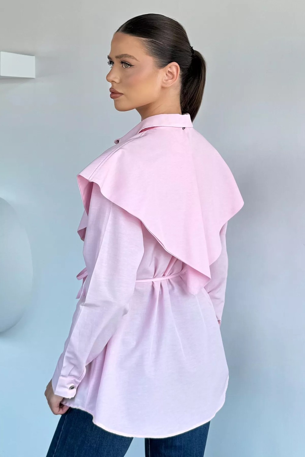 Gülseli Kadın Yaka Detaylı Bel Bağcıklı Gömlek P-00021347 görsel 4
