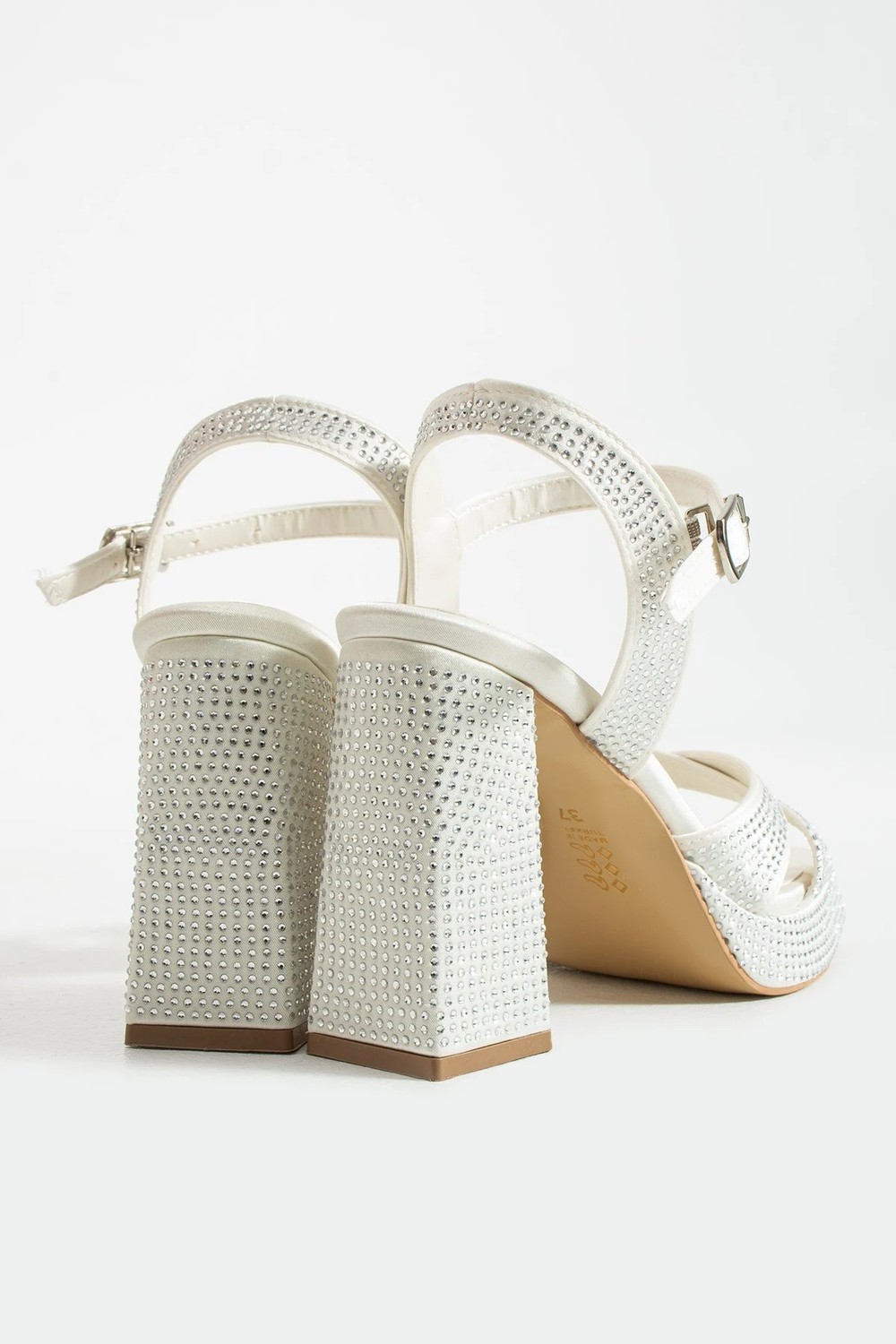 Dabab Shoes Lumera Kadın Taşlı 11CM Platform Topuklu Çapraz Bantlı Abiye Sandalet Ayakkabı görsel 4