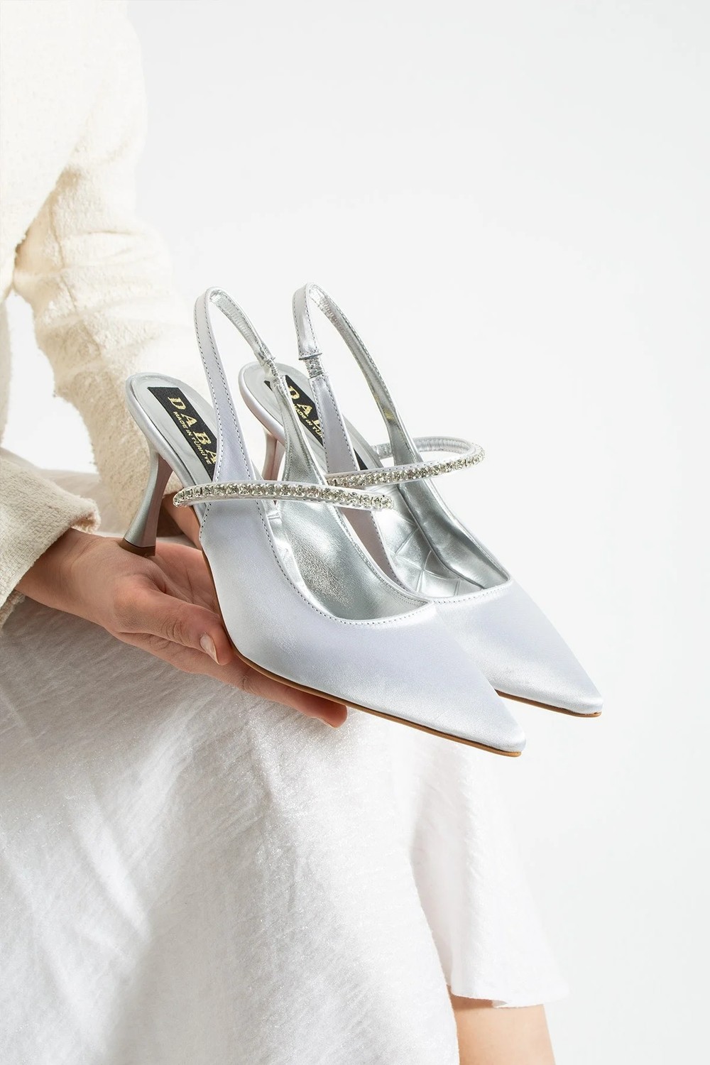 Dabab Shoes Vına Kadın Siyah Sivri Burun 7 cm Ince Topuklu Taş Detaylı Bilekten Bantlı Klasik Abiye Ayakkabı görsel 6