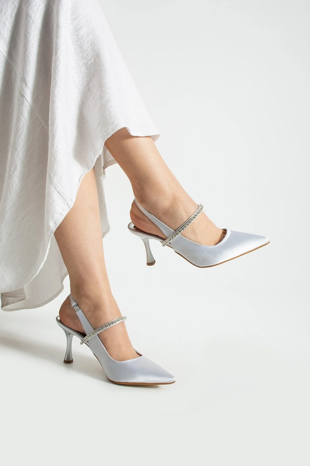 Dabab Shoes Vına Kadın Siyah Sivri Burun 7 cm Ince Topuklu Taş Detaylı Bilekten Bantlı Klasik Abiye Ayakkabı görsel 8