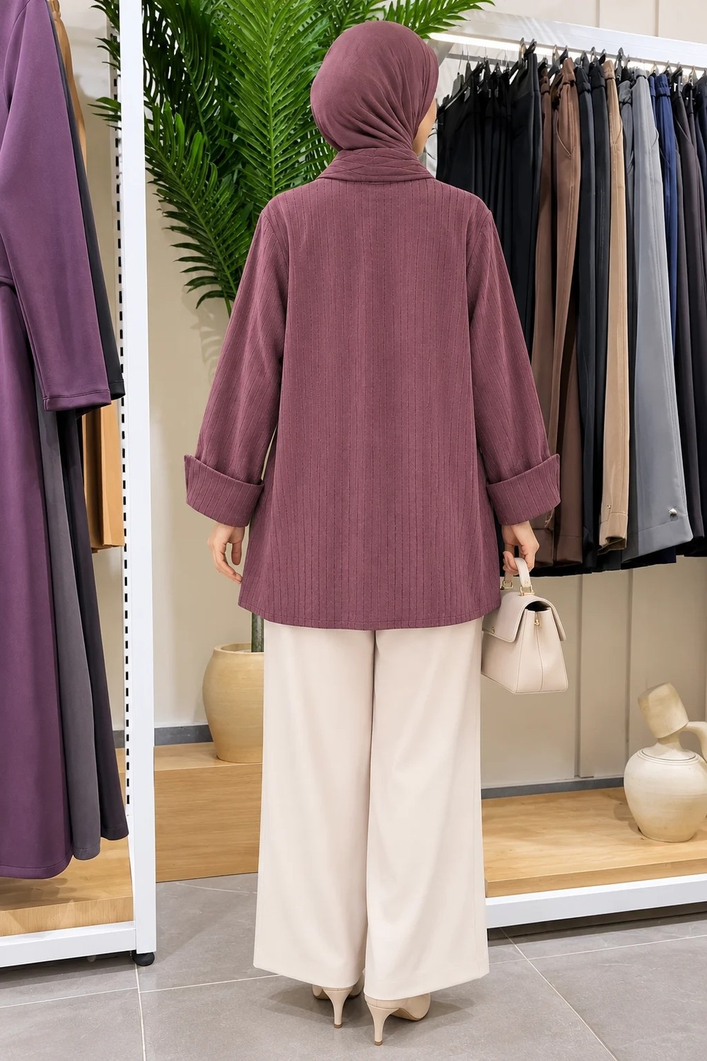 Qmash prive 9252 Asitmetrik Tunik Mürdüm görsel 2