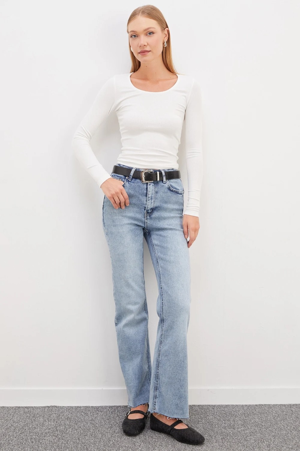 FullaModa Basic U Yaka Slim Fit Crop Body görsel 2