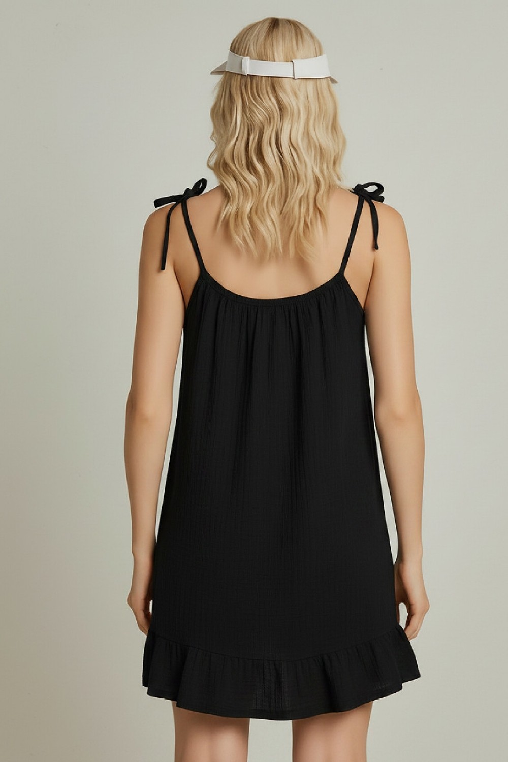 Fantezia Night Kadın Beyaz Askılı Bol Kesim Fırfırlı Plaj Elbisesi görsel 6