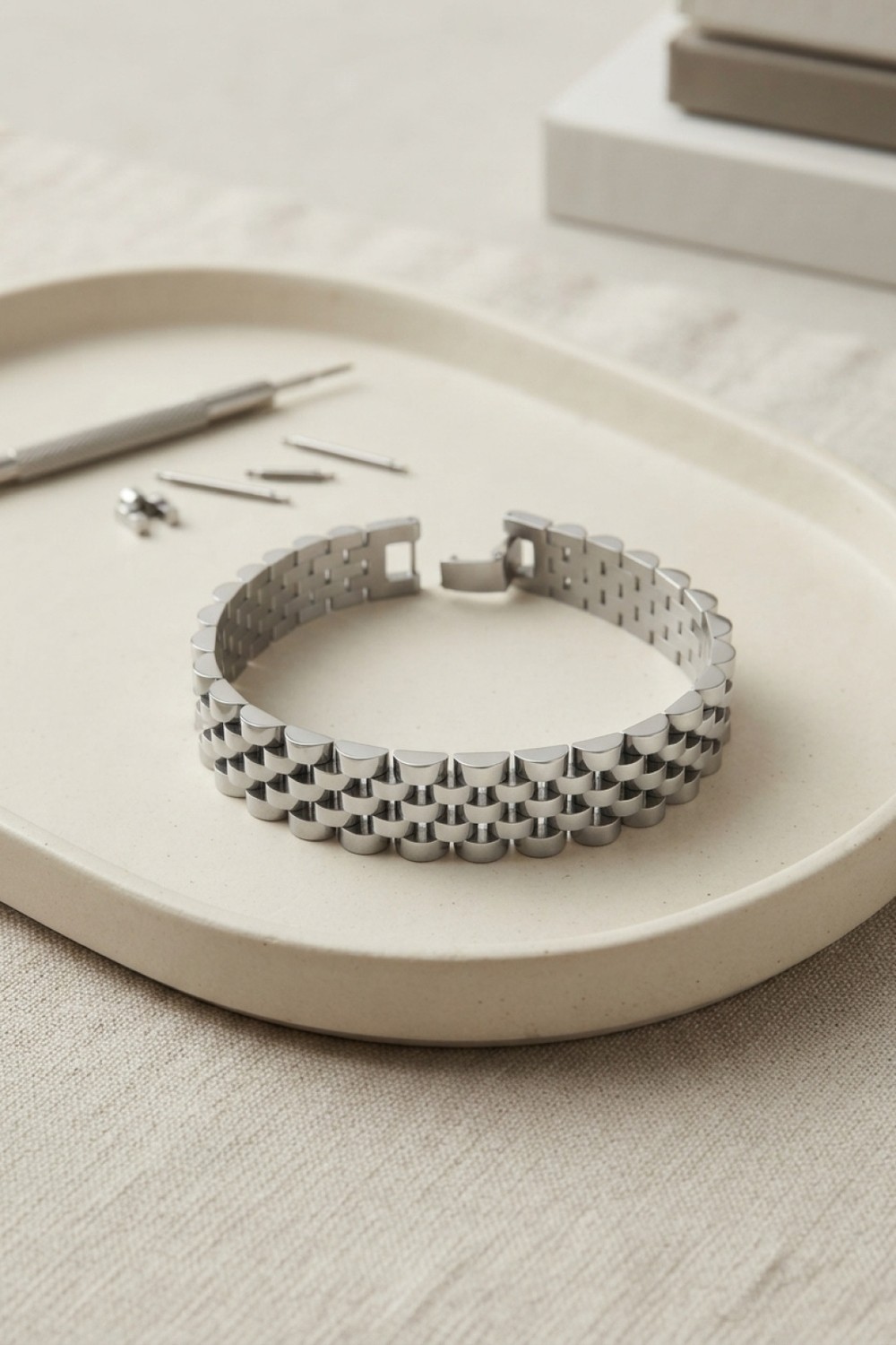 Akıllı Bayi 316L Çelik Jubilee Kordon Model Gümüş Renk Erkek Bileklik