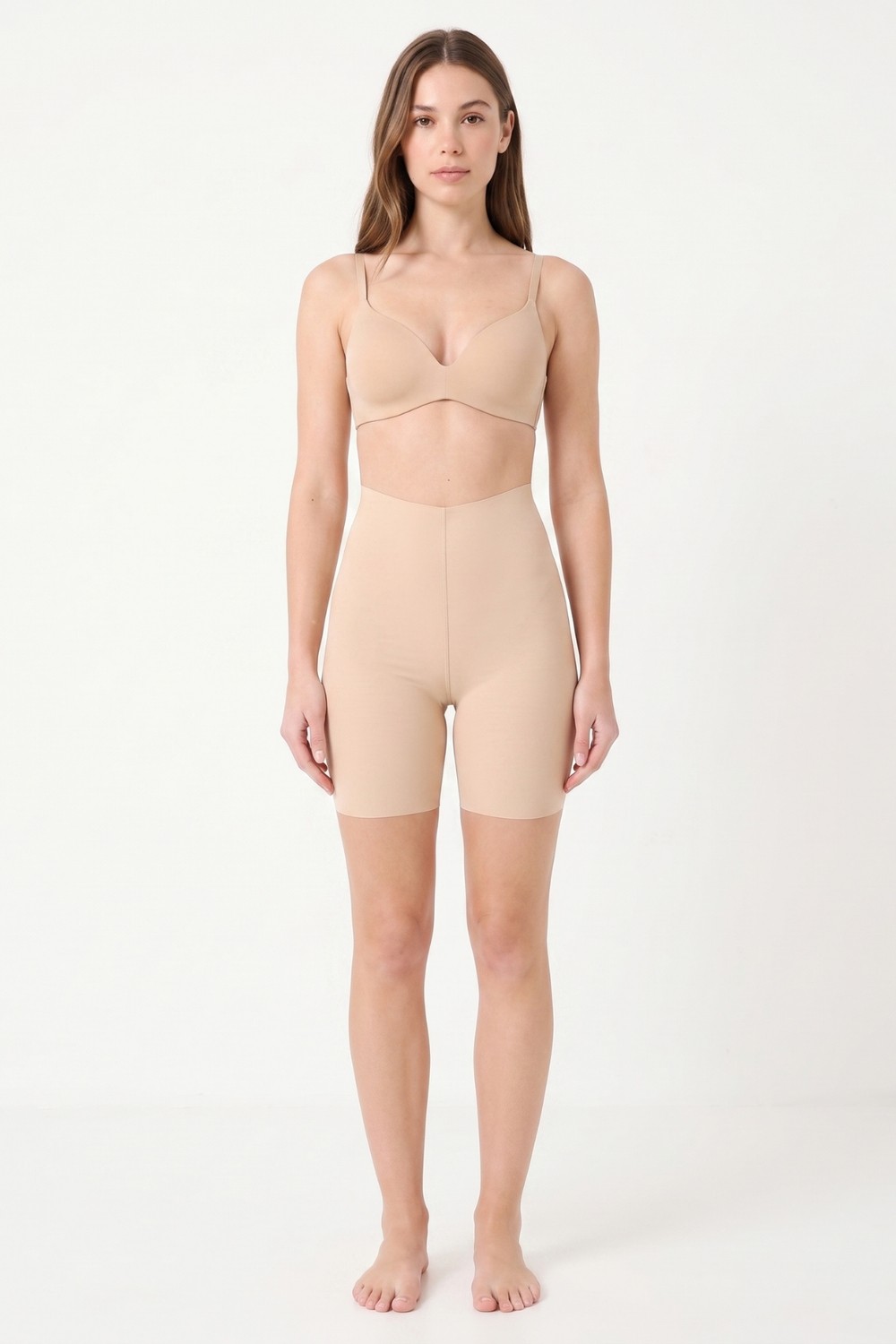 Womenmade Kadın Ten Rengi Yüksek Bel Lazer Kesim Iz Yapmayan Korse - Sıkılaştırıcı ve Toparlayıcı Push Up Seamless Dikişsiz Korse görsel 4