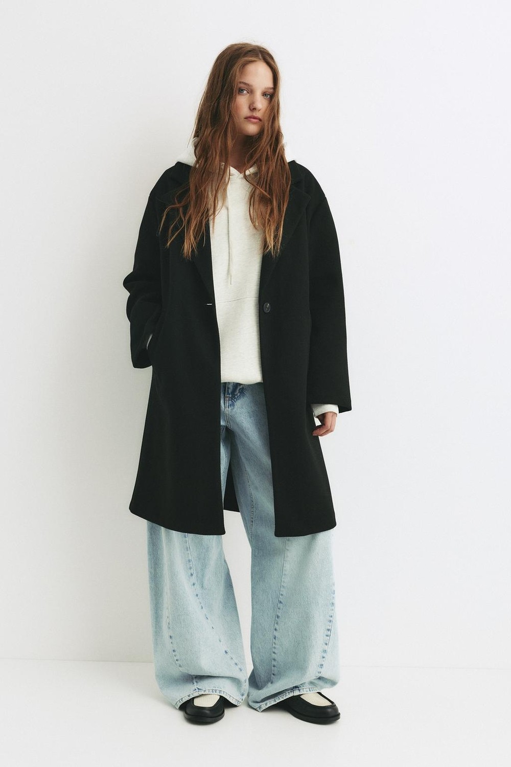 Allbucks Pull & Bear, Düğmeli Midi Kaşe Kaban ABPNB00019