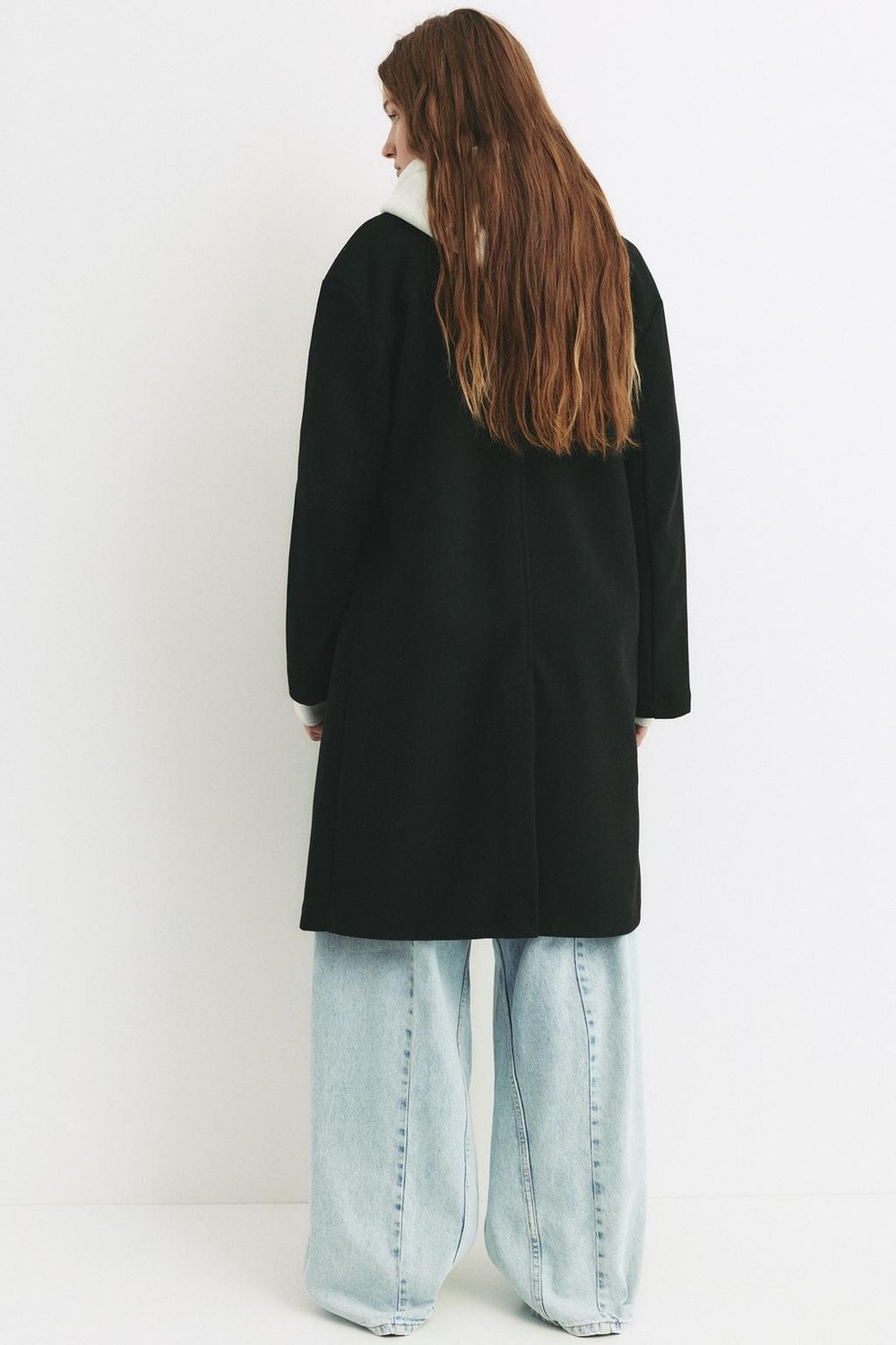 Allbucks Pull & Bear, Düğmeli Midi Kaşe Kaban ABPNB00019 görsel 4