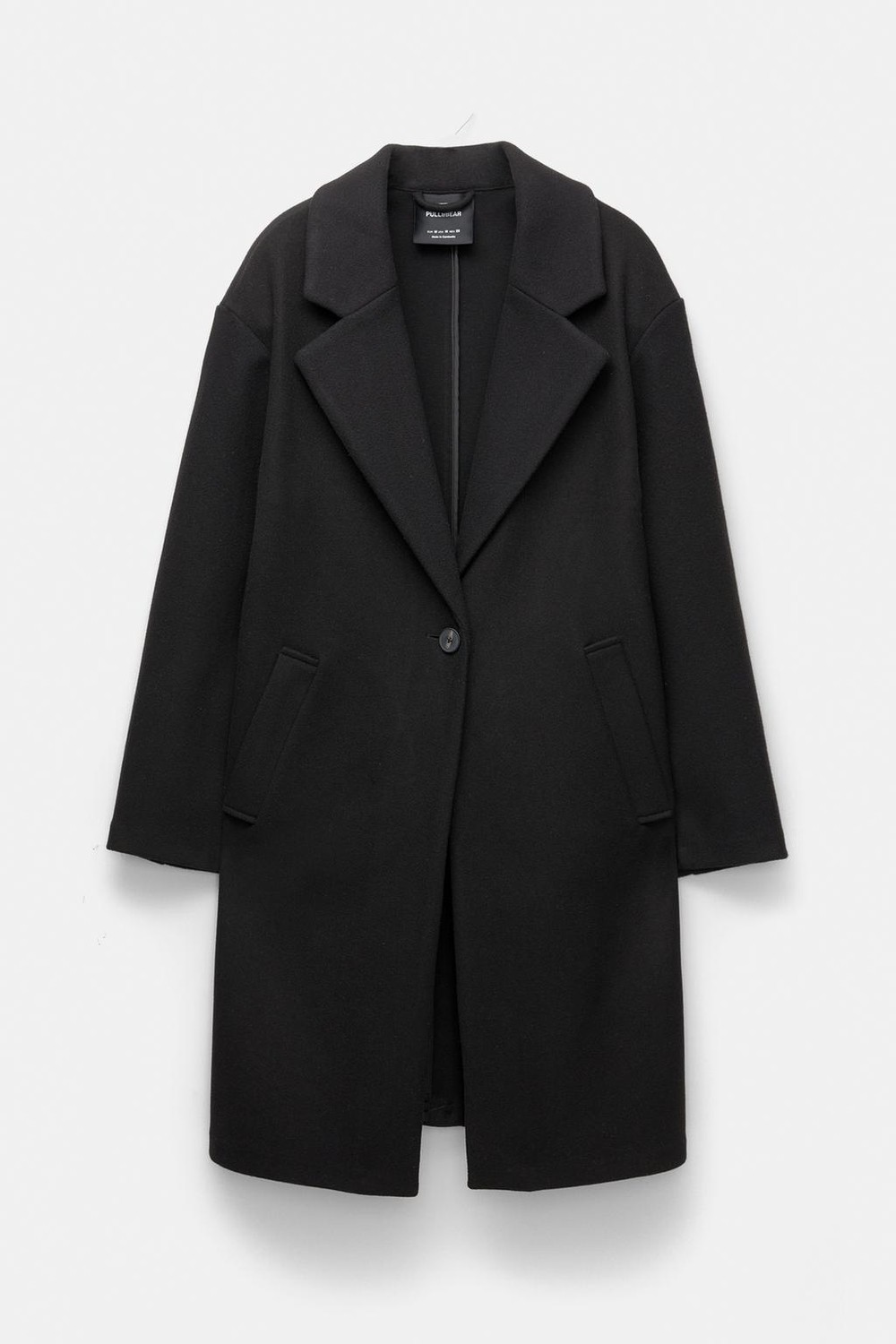 Allbucks Pull & Bear, Düğmeli Midi Kaşe Kaban ABPNB00019 görsel 5