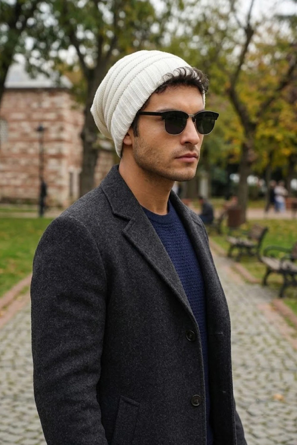 Ritagarcia Unisex Arkası Ipli Büzgülü Triko Bere Kışlık Dökümlü Slouchy Beanie Bere görsel 3