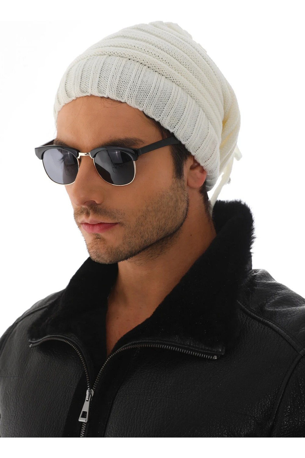 Ritagarcia Unisex Arkası Ipli Büzgülü Triko Bere Kışlık Dökümlü Slouchy Beanie Bere görsel 5
