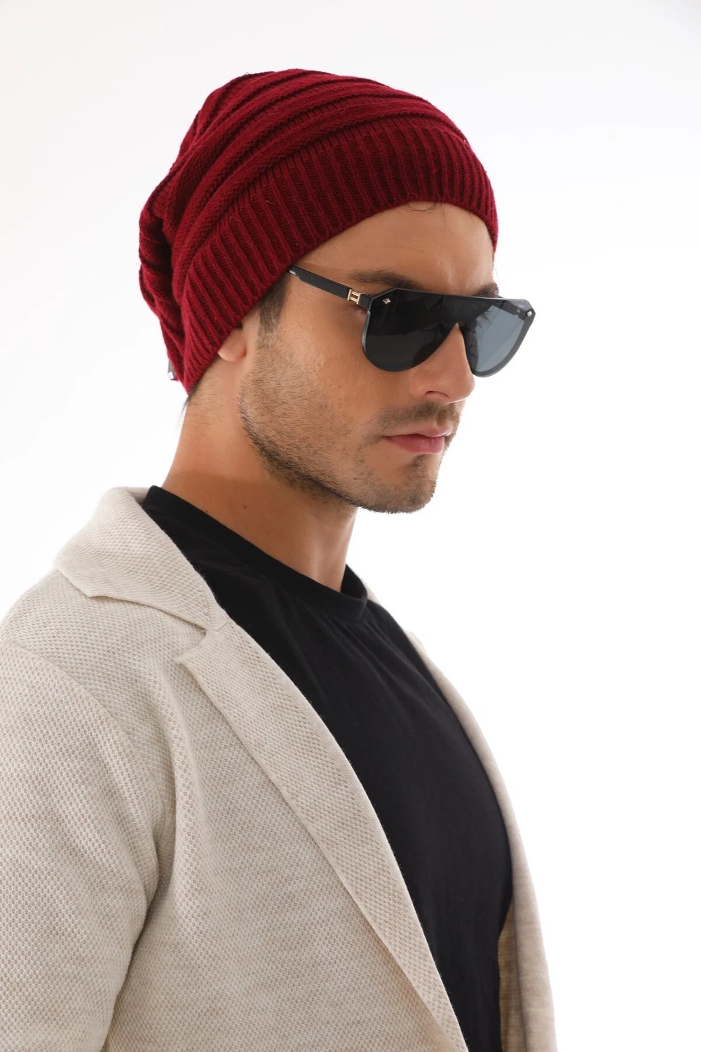 Ritagarcia Unisex Arkası Ipli Büzgülü Triko Bere Kışlık Dökümlü Slouchy Beanie Bere görsel 8