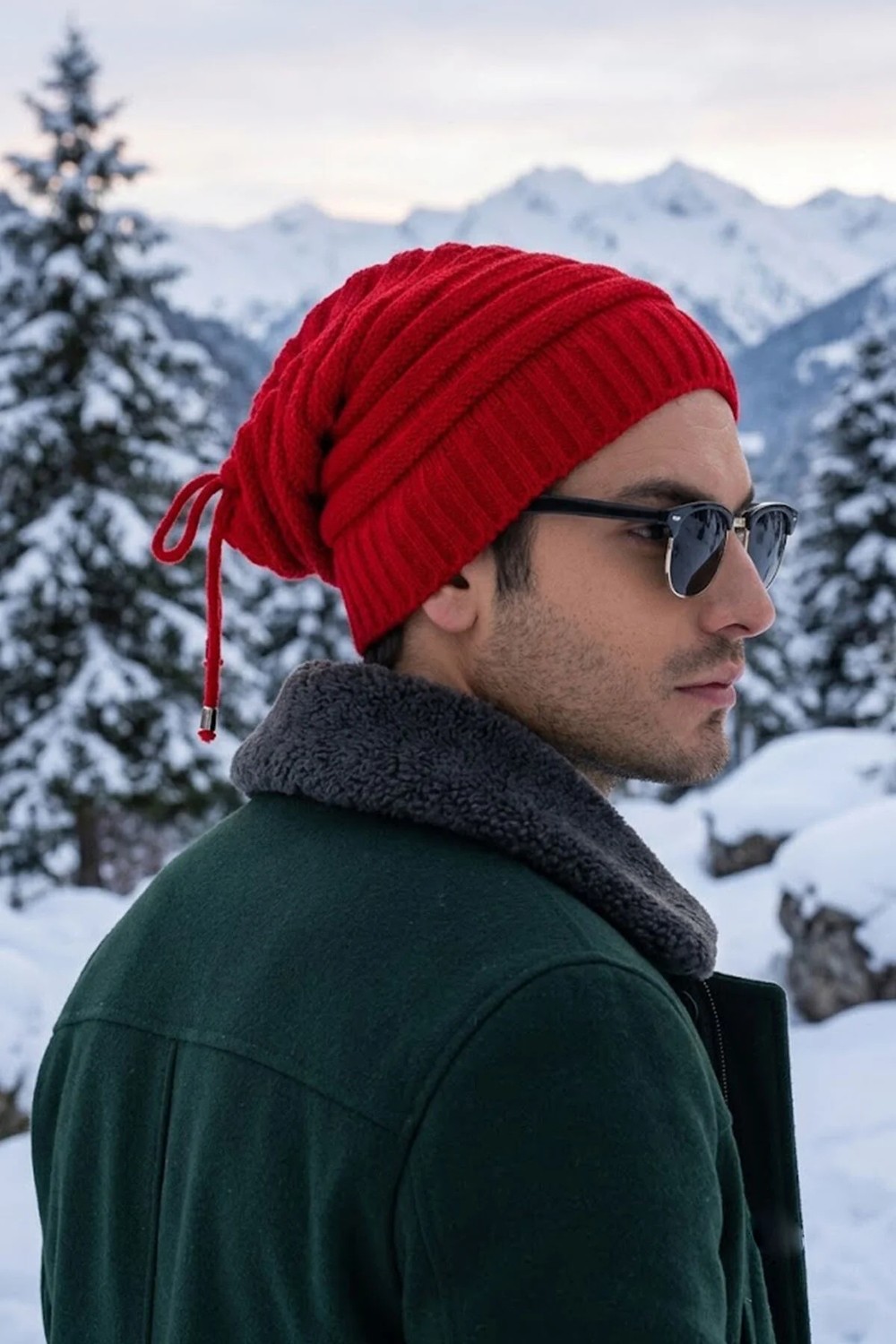 Ritagarcia Unisex Arkası Ipli Büzgülü Triko Bere Kışlık Dökümlü Slouchy Beanie Bere