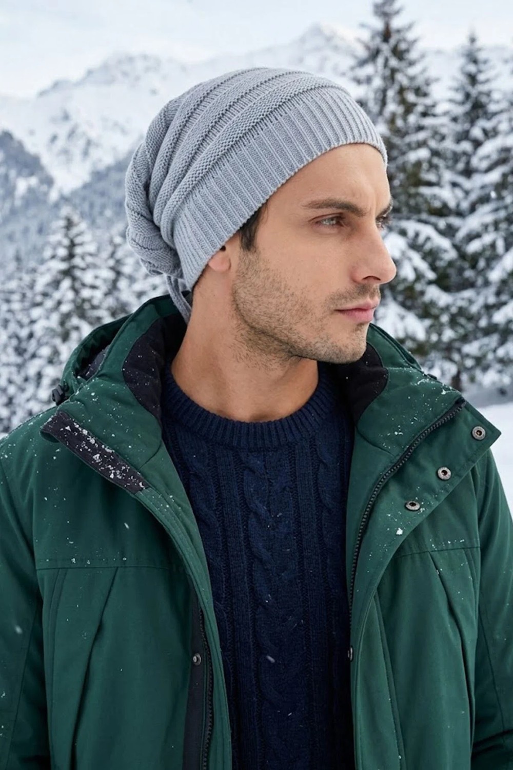 Ritagarcia Unisex Arkası Ipli Büzgülü Triko Bere Kışlık Dökümlü Slouchy Beanie Bere