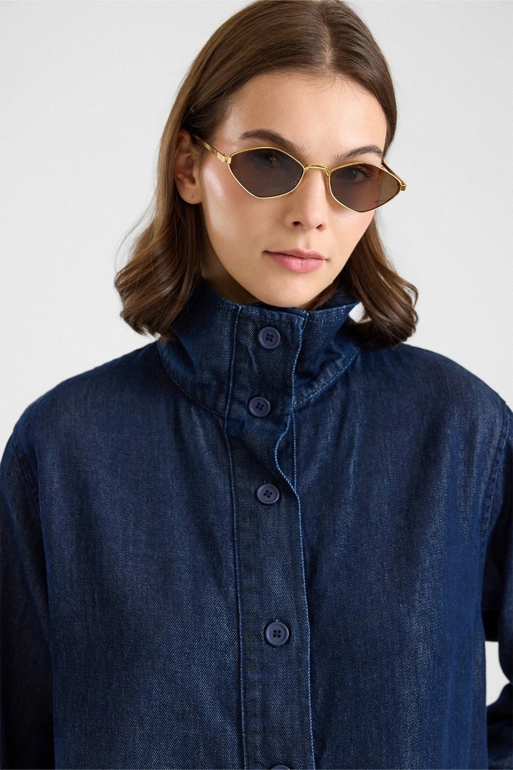 Olcay Büzgü Detaylı Soft Denim Ceket Pantolon Ikili Takım Lacivert 9472-TK görsel 6