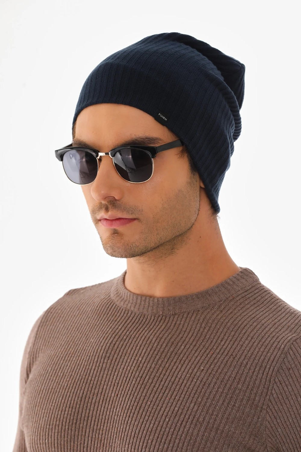 Ritagarcia Unisex Çizgili Fitilli Dört Mevsim Pamuklu Penye Bere Esnek Mevsimlik Beanie Bere görsel 3