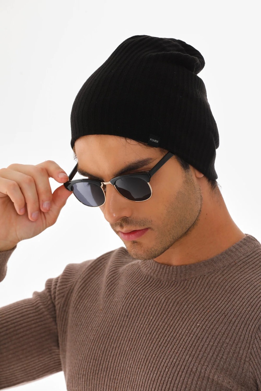 Ritagarcia Unisex Çizgili Fitilli Dört Mevsim Pamuklu Penye Bere Esnek Mevsimlik Beanie Bere görsel 7