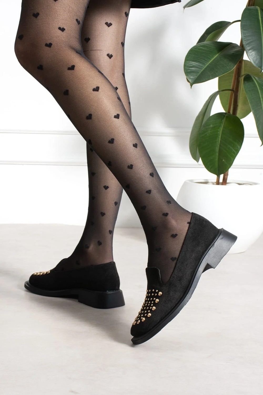Dabab Shoes Monıca Kadın Acı Kahve Süet Taşlı Zımbalı Yuvarlak Burun 2 cm Kalın Taban Loafer Ayakkabı görsel 7