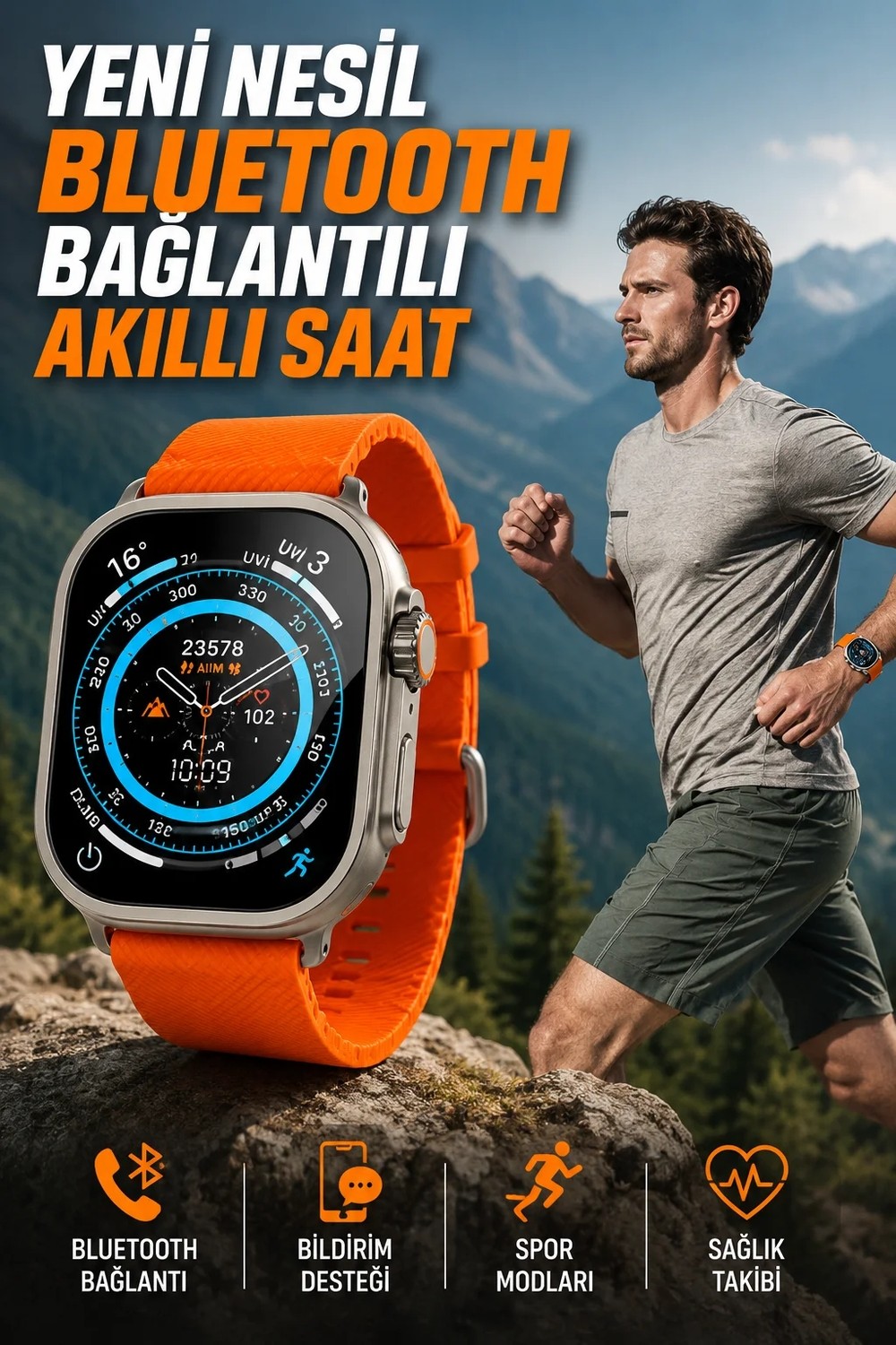 Akıllı Bayi Akıllı Saat Uyku ve Spor Takibi Yeni Nesil Bluetooth Bağlantılı Amoled Ekran