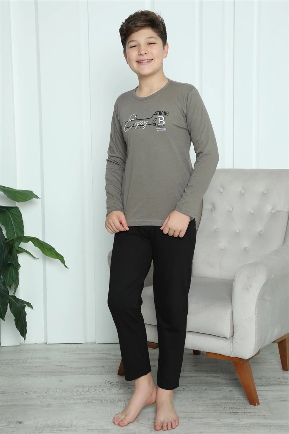 Melonika Erkek Çocuk Penye Pijama Takım Vizon Çmş