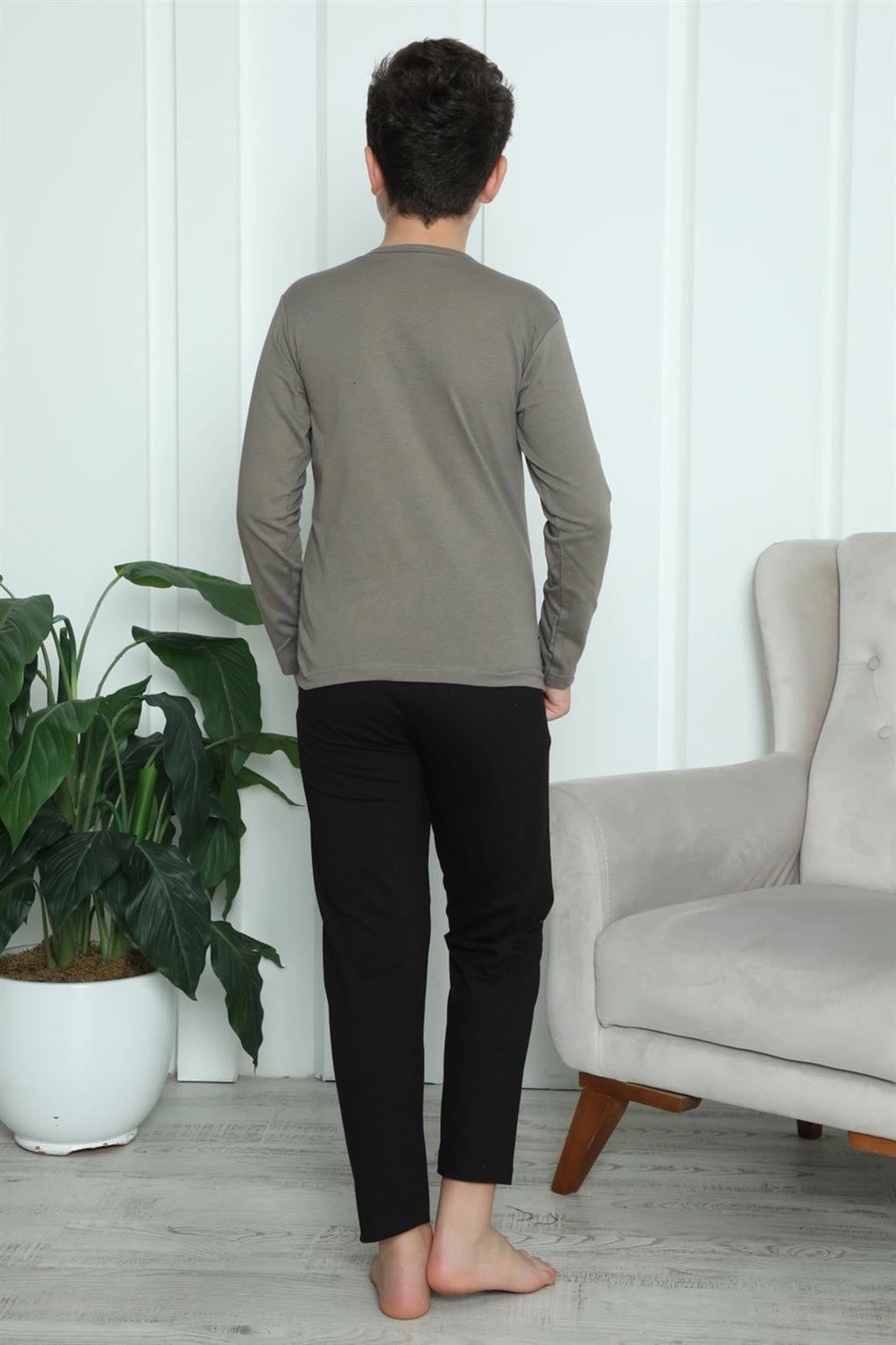 Melonika Erkek Çocuk Penye Pijama Takım Vizon Çmş görsel 3