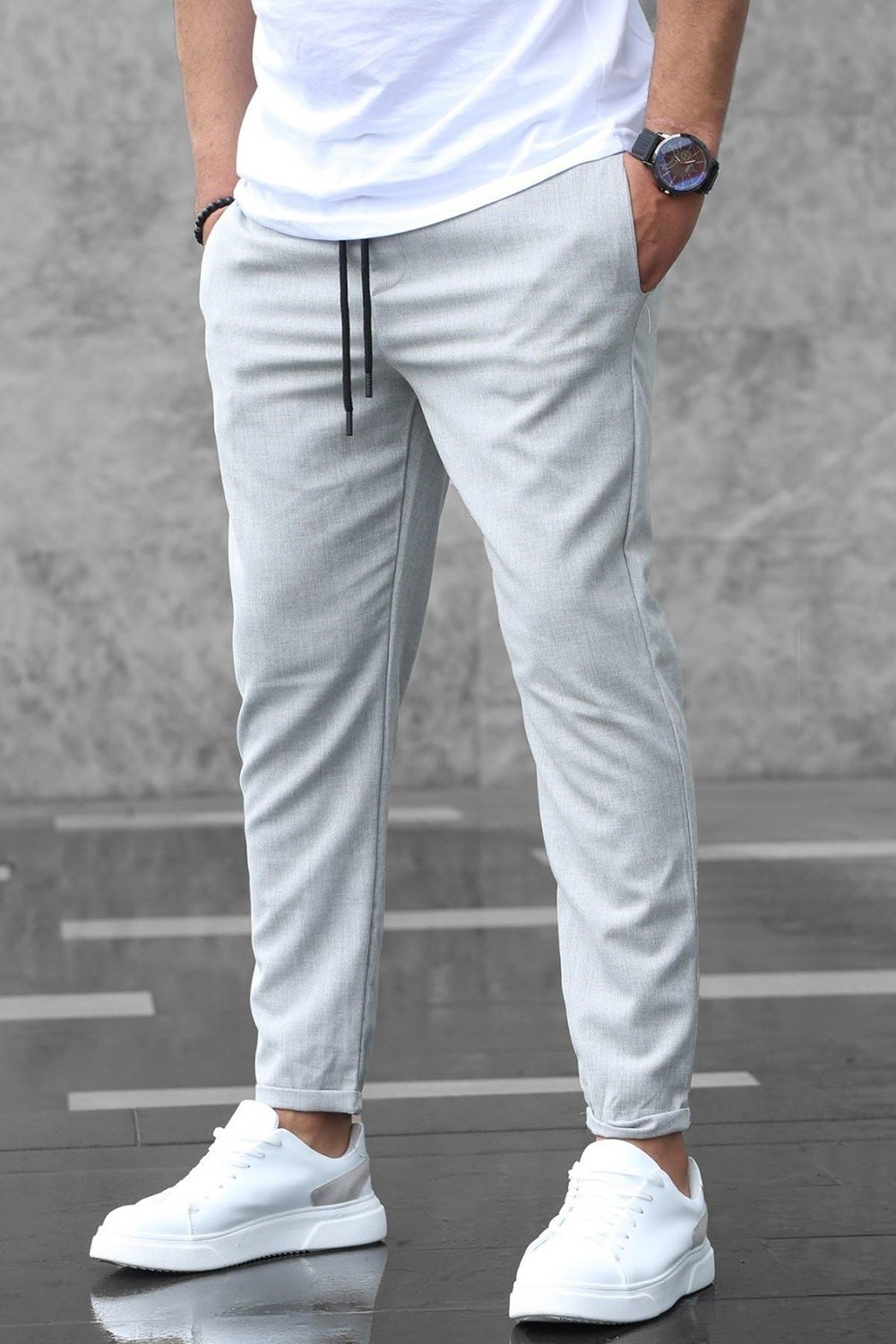 Esranın Dünyası Madmext Gri Jogger Pantolon 4242,GRI M görsel 4