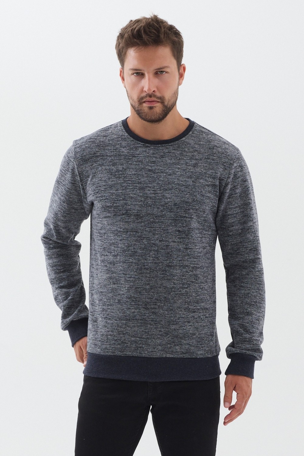 Mmetalic Erkek Bisiklet Yaka Pamuklu Basic Regular Fit Sweatshirt