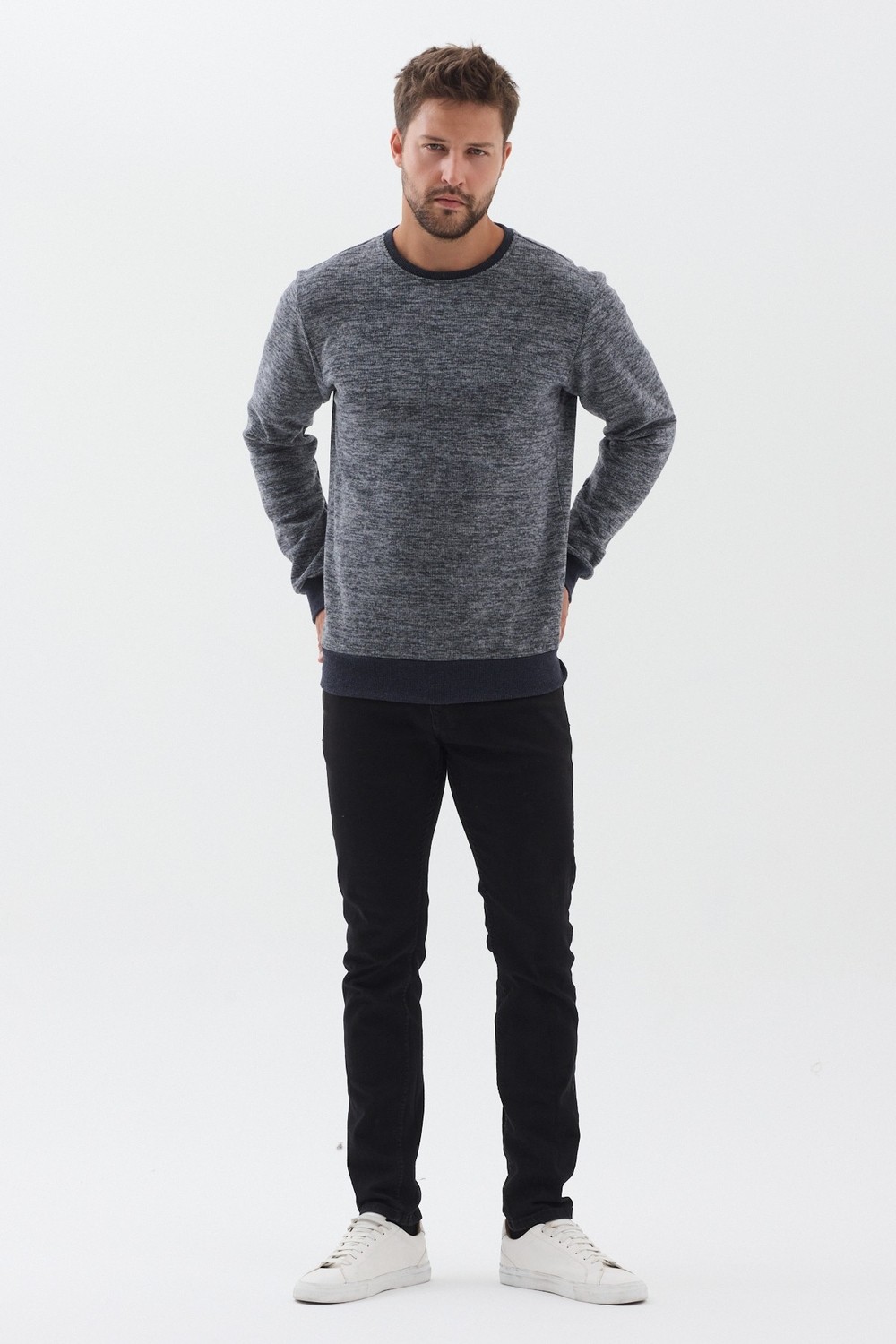 Mmetalic Erkek Bisiklet Yaka Pamuklu Basic Regular Fit Sweatshirt görsel 5
