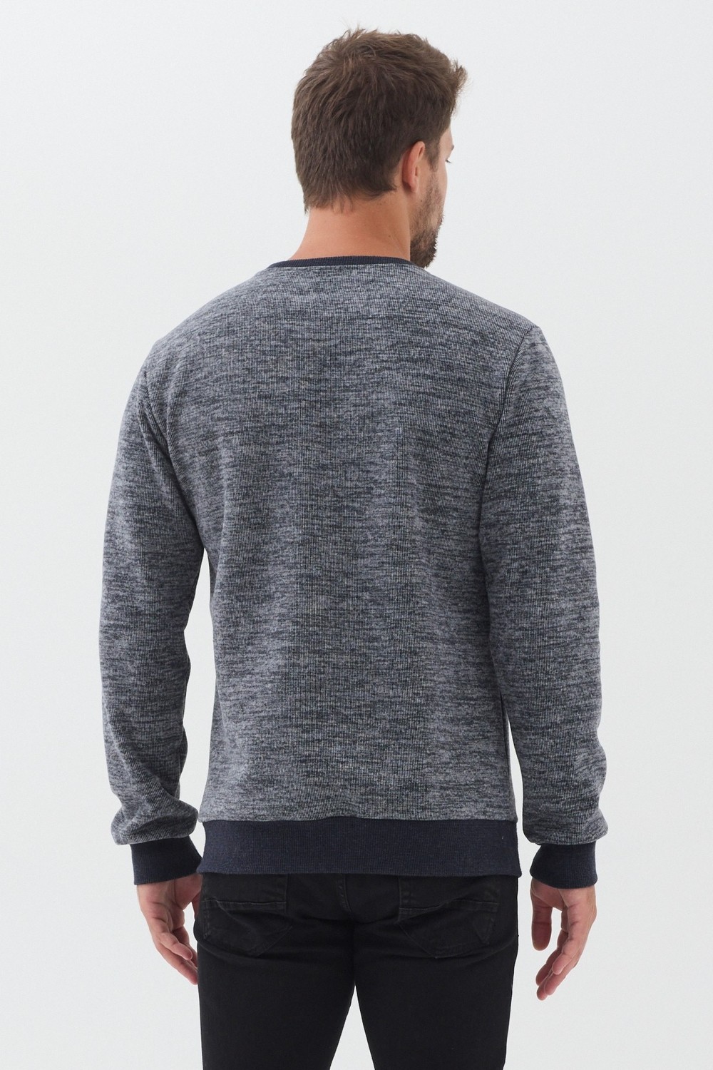 Mmetalic Erkek Bisiklet Yaka Pamuklu Basic Regular Fit Sweatshirt görsel 6
