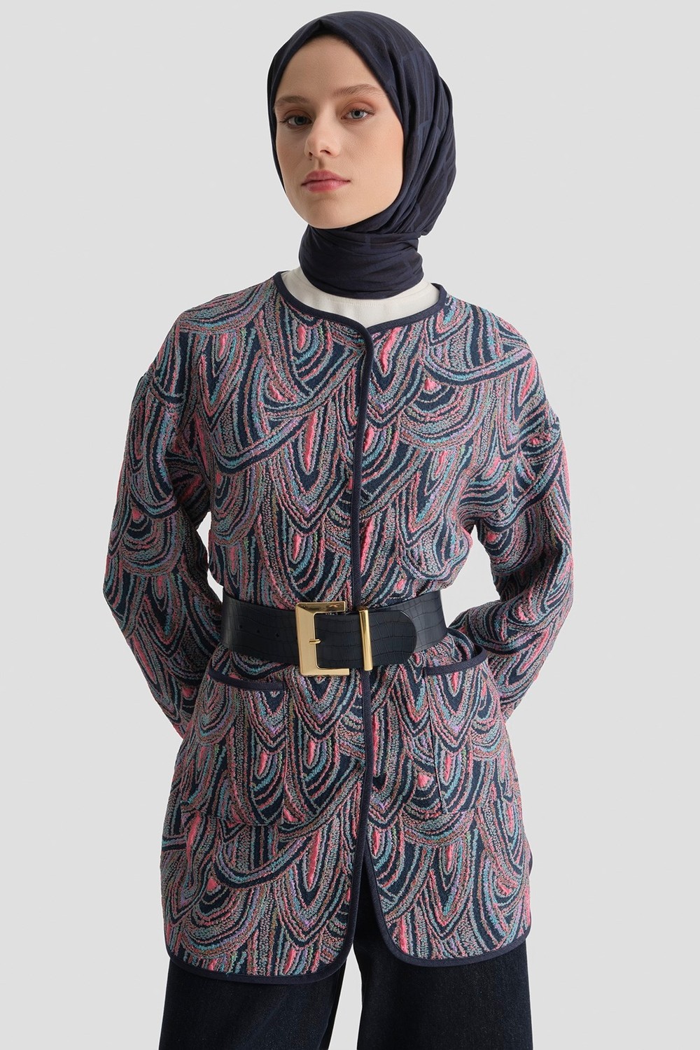 Armine Soyut Desenli Kap Indigo