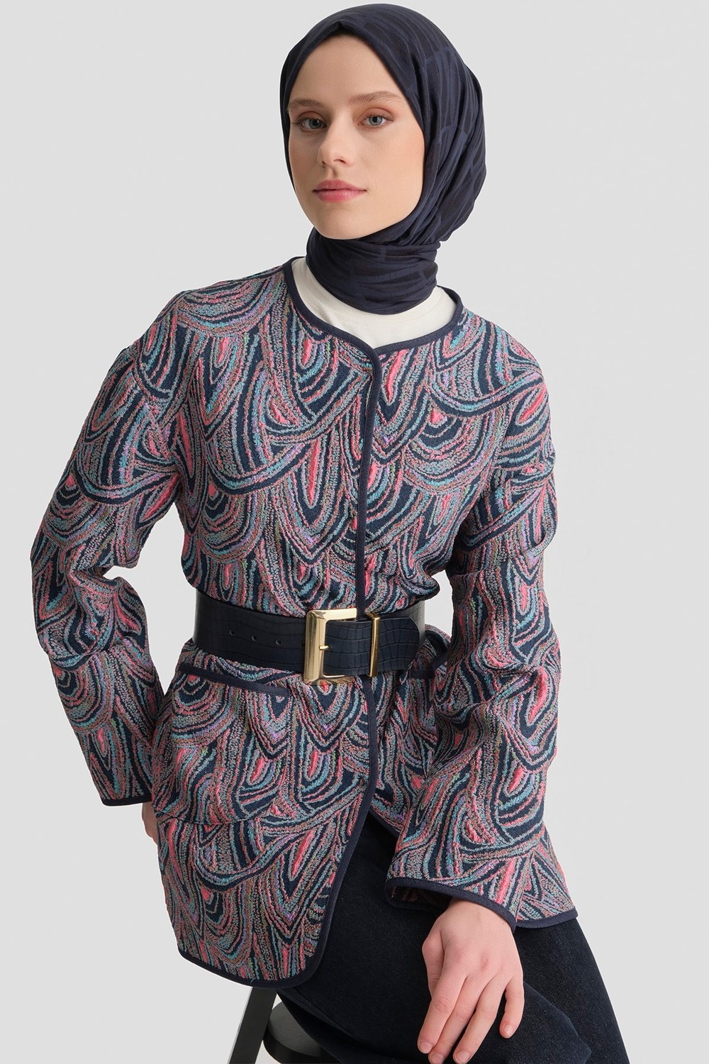 Armine Soyut Desenli Kap Indigo görsel 4