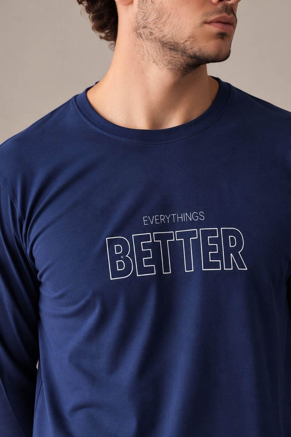 GD Goldoremi Erkek Everythings Better Orta Kalın Regular Manşetli Uzun Kollu Pijama Takım görsel 2