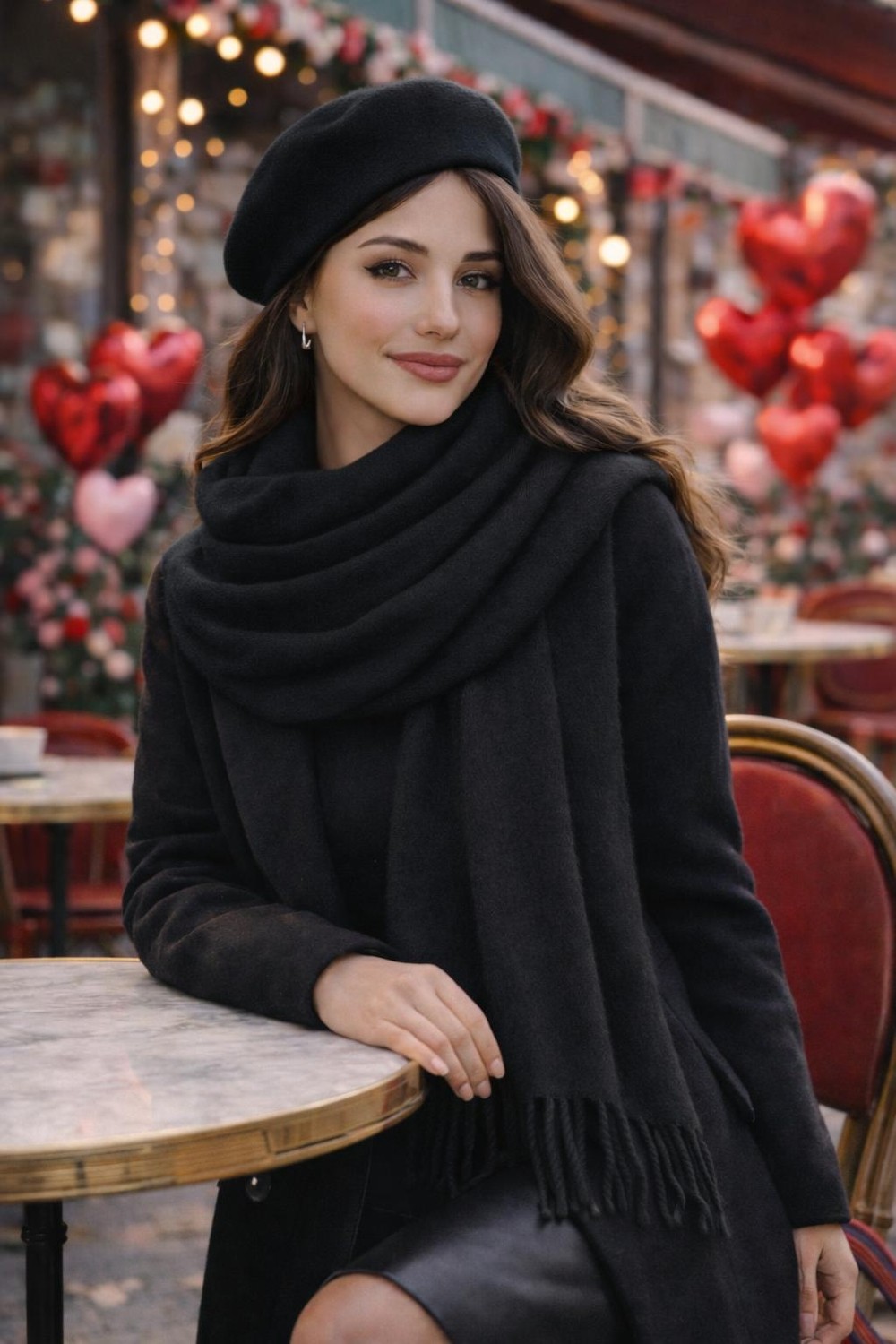 Wearflawless Kadın 2'li Takım Atkı ve Ressam Beresi Seti, Kışlık Hediye, Sevgililer Günü Hediyesi görsel 8