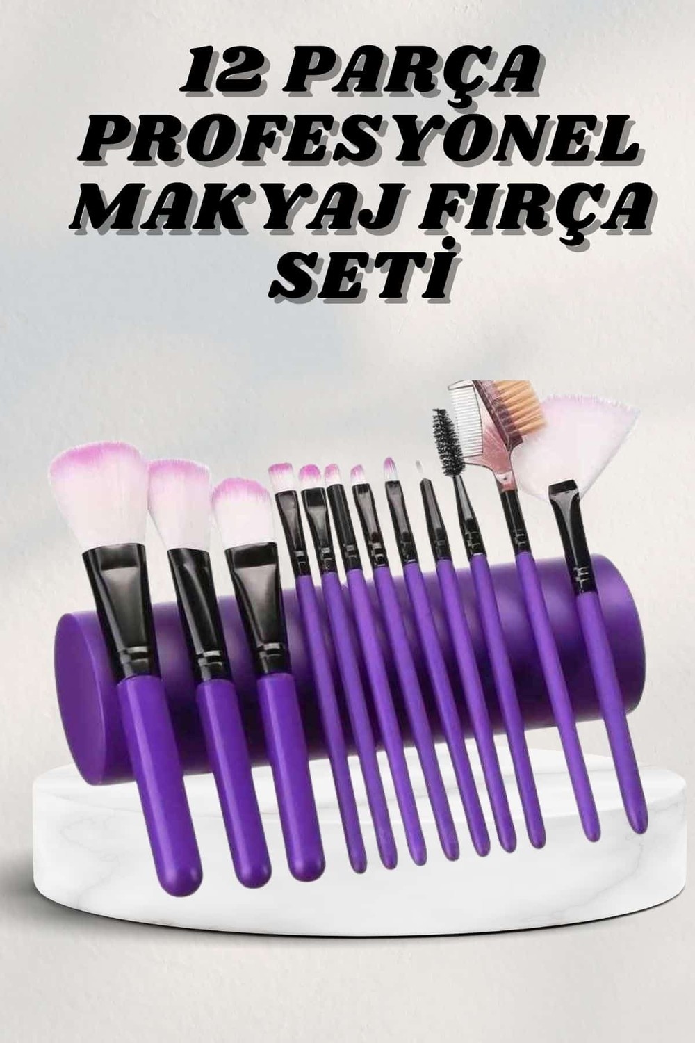 Esranın Dünyası Makyaj Fırçası 12 Parça Set Yumuşak Uçlu Göz Makyajına Uygun Hafif ve Taşınabilir Çanta - Lisinya