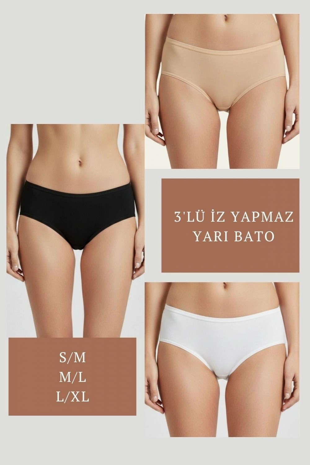 Marsilyan - 3lü Set Külot-Siyah-Beyaz-Ten DOR2850
