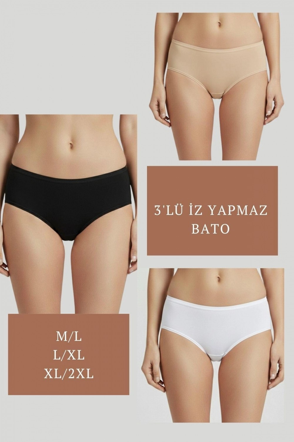 Marsilyan - 3lü Set Külot-Siyah-Beyaz-Ten DOR2851