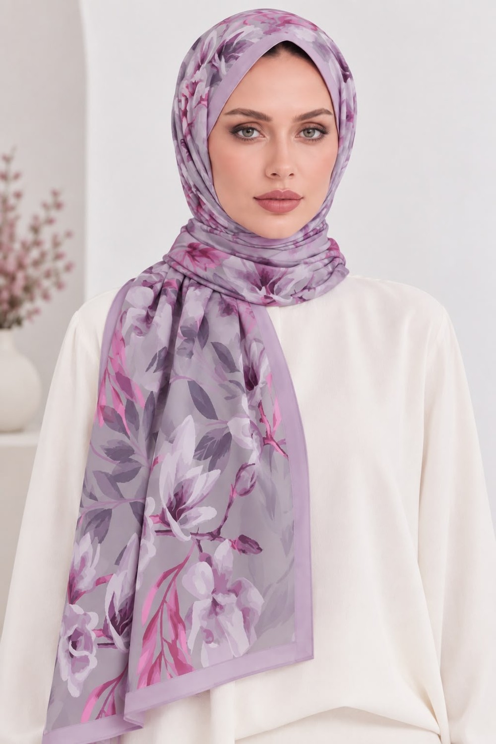 Revam Collection Manolya Desen Pamuk Soft Şal Lila