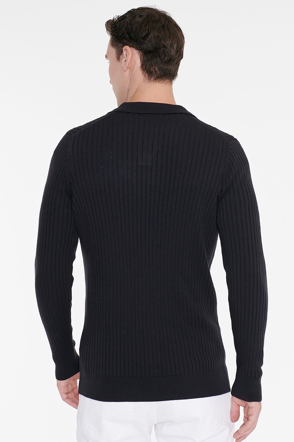 Altınyıldız Classics Standart Fit Normal Kesim Polo Yaka Jakarlı Triko Kazak görsel 5