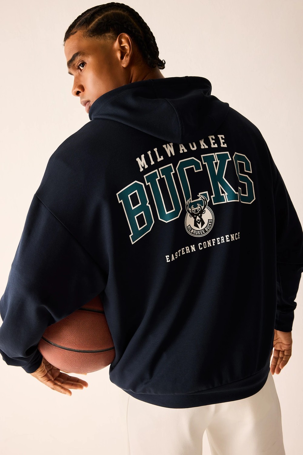 DeFacto NBA Milwaukee Bucks Oversize Kapüşonlu Cepli Fermuarlı Sweatshirt Hırka H7762AX26AU görsel 7